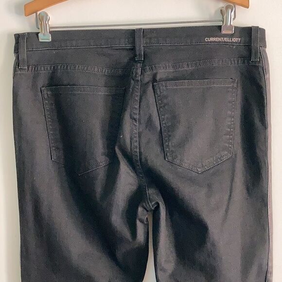 Current/Elliott Black Size 32 High Waist Crop Rider Jeans Style Pants - Picture 8 of 14